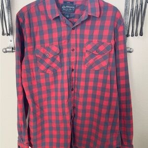 American Rag Men's Red and Black Checkered Shirt